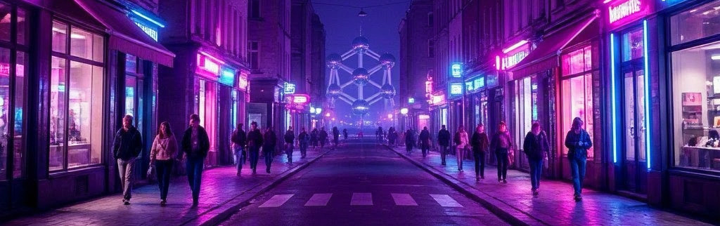 Synthwave cityscape banner